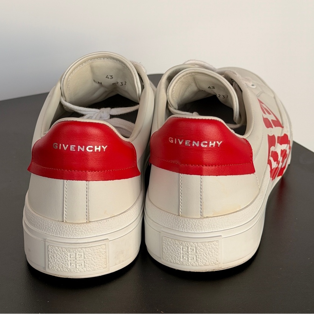 Givenchy Cream Leather Sneakers with Red Logo - Picture 4 of 7